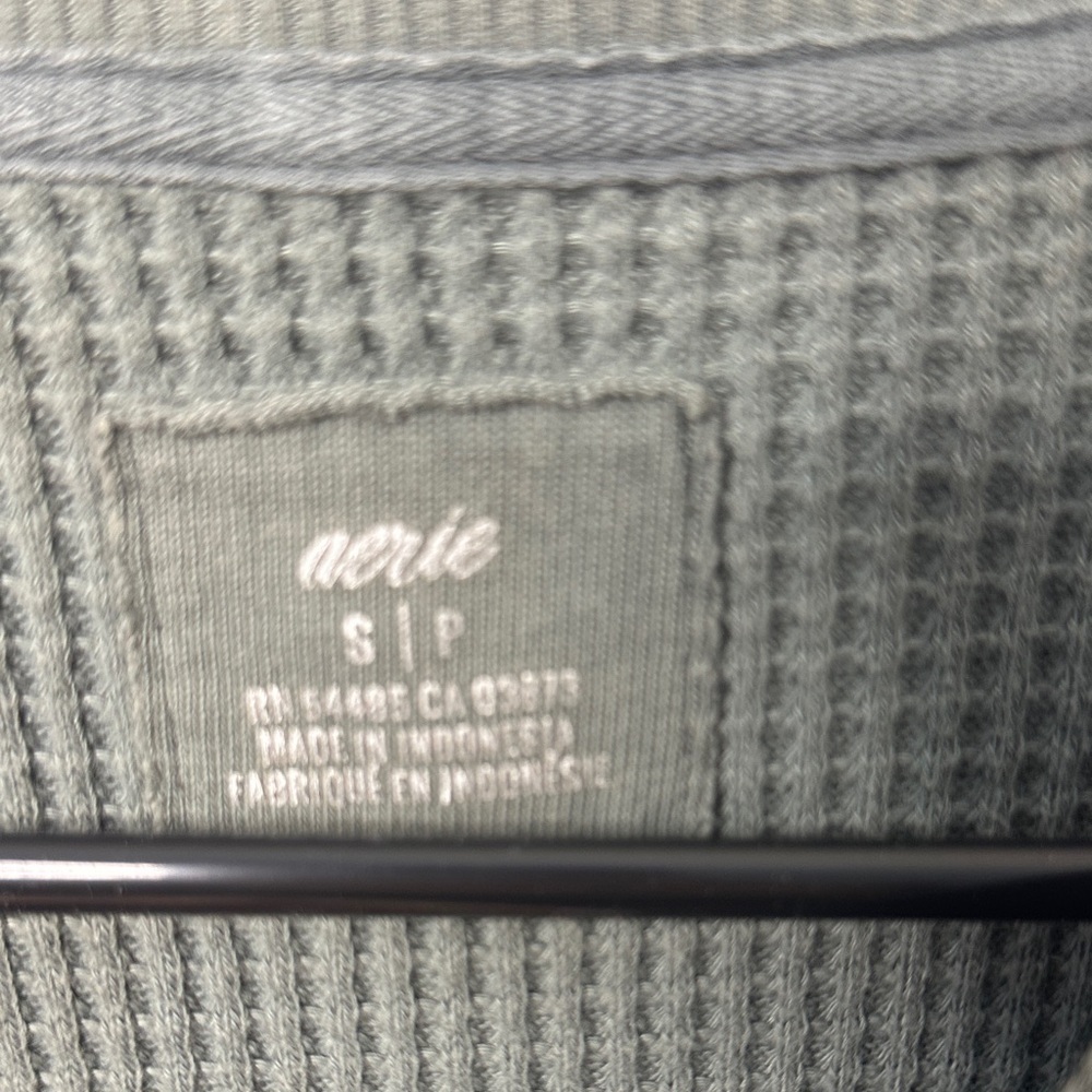 Aerie Grey Green Waffle Knit Crewneck - Picture 2 of 6